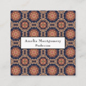 花と星形装飾デザイン スクエア名刺 (正面)