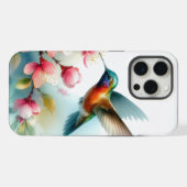 花と春のハチドリのアートワーク iPhoneケース (裏面横)