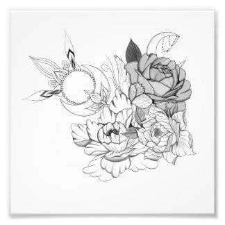 花と月 フォトプリント           