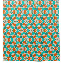 花と木と忍者スターオレンジとティール（緑がかった色）