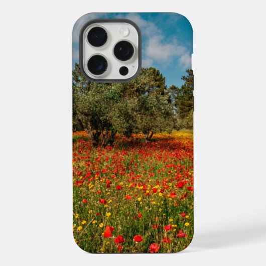 花と木のある野原 iPhoneケース (裏面)