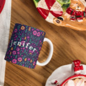 花と木のシームレスなパターンのコーヒーマグ マグカップ