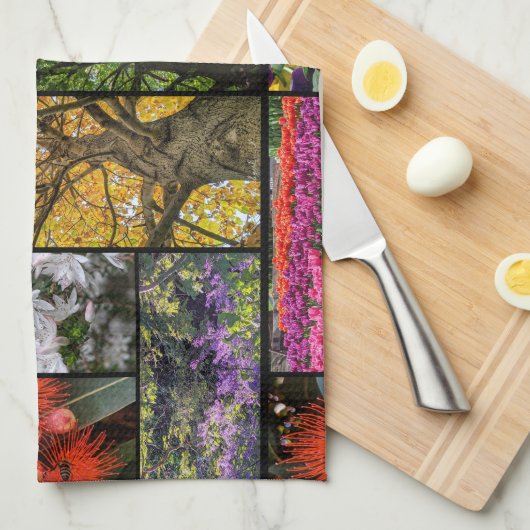 花と木の美しい自然 キッチンタオル (四つ折り)