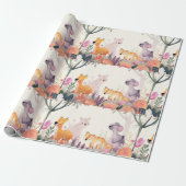 花と木の間の平和な動物 ラッピングペーパー (アンロールド)