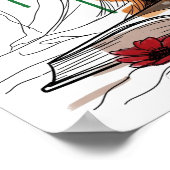 花と本の静物詩 ポスター (角)