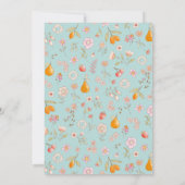 花と果実のターコイズ背景 招待状 (裏面)