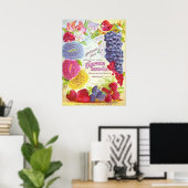 花と果実のヴィンテージカタログカバープリント ポスター (ホームオフィス)