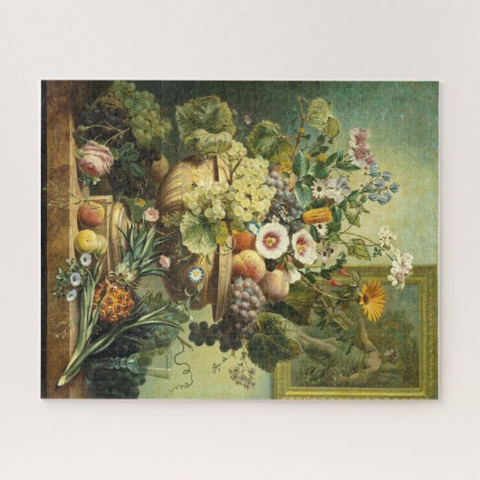 花と果実の付いた静かな生活ジェルズエレケマ ジグソーパズル (横)