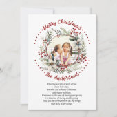 花と果実の写真とクリスマスリース シーズンカード (正面)