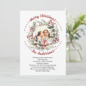 花と果実の写真とクリスマスリース シーズンカード (スタンド正面)