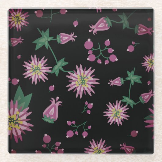 花と果実の霧 ガラスコースター (正面)