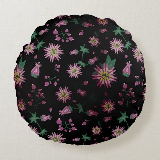 花と果実の霧 ラウンドクッション (正面)