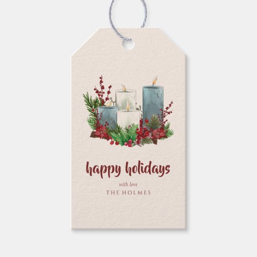 花と果実を使ったクリスマスキャンドル ギフトタグ (正面)