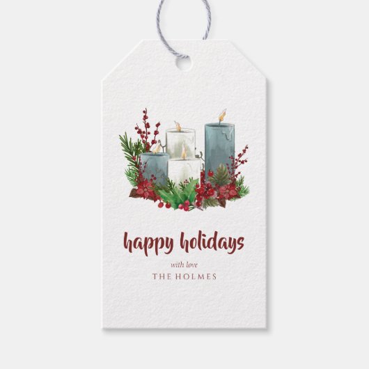 花と果実を使ったクリスマスキャンドル ギフトタグ (正面)
