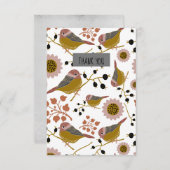 花と果実を持つ甘くて可愛い《鳥》アメリカゴガラ サンキューカード (正面/裏面)