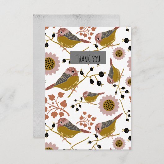 花と果実を持つ甘くて可愛い《鳥》アメリカゴガラ サンキューカード (正面/裏面)