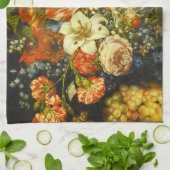 花と果実を持つ静物詩 キッチンタオル (折り畳み)