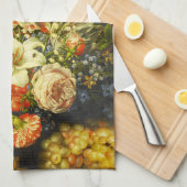 花と果実を持つ静物詩 キッチンタオル (四つ折り)