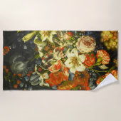 花と果実を持つ静物詩 ビーチタオル (正面)