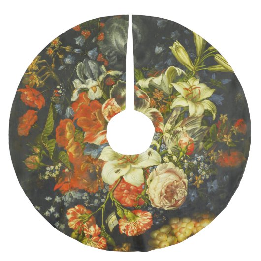 花と果実を持つ静物詩 ブラッシュドポリエステルツリースカート (正面)