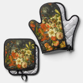 花と果実を持つ静物詩 鍋つかみ&鍋敷きセット (正面/裏面)