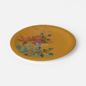 花と果実オンフェイク金ゴールドリネン紙プレート ペーパープレート (アングル)