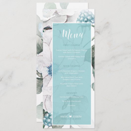 花と果実フローラメニューティール（緑がかった色）D476 メニュー (正面/裏面)