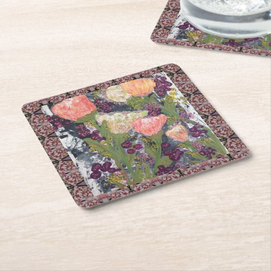 花と果実 スクエアペーパーコースター (アングル)
