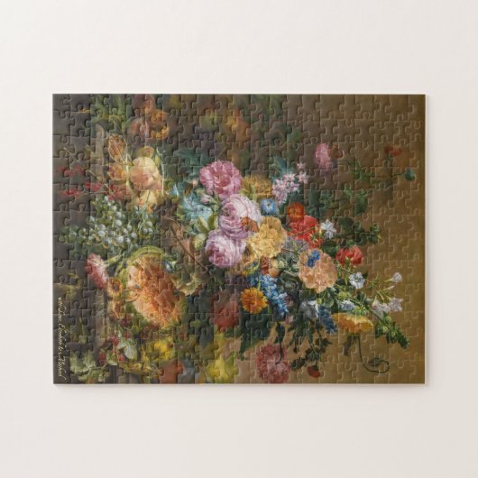 花と果物のヴィンテージ絵画の家族の子どもの芸術 ジグソーパズル (横)