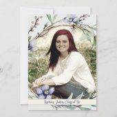 花と枝の写真卒業 招待状 (正面)