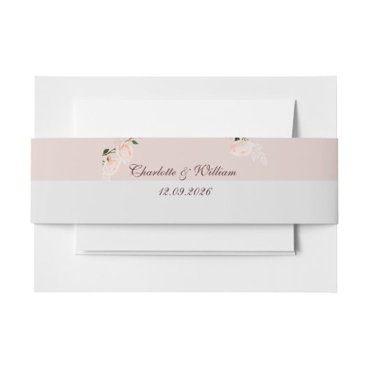 花と柔らかい紫と灰色の効果 招待状ベリーバンド (正面例)