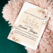 花と梨の水色ガーデンベイビーシャワー 招待状