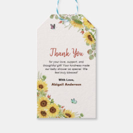 花と植物のベイビーシャワーの感謝カード ギフトタグ