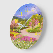 花と植物の庭 – モダン屋外 ラージ壁時計 (傾斜)