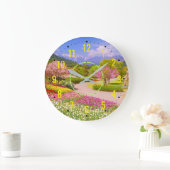 花と植物の庭 – モダン屋外 ラージ壁時計 (ホーム)