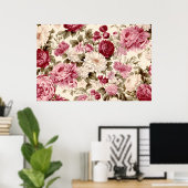 花と植物の模様 ポスター (ホームオフィス)