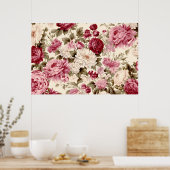 花と植物の模様 ポスター (キッチン)