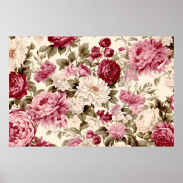 花と植物の模様 ポスター