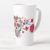 花と死んだカタリーナスカルの明るい日 カフェラテマグ (右アングル)