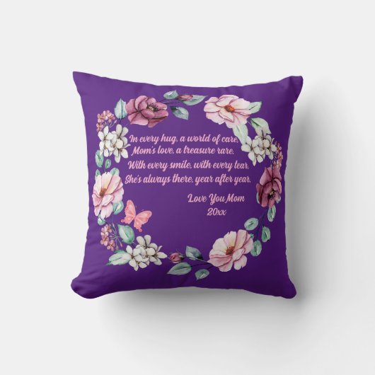 花と母の詩パーソナライズされた クッション (正面)