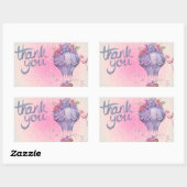 花と気球ありがとう 長方形シール (シート)