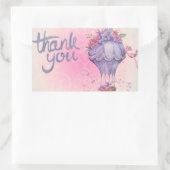 花と気球 ありがとう 長方形シール (バッグ)