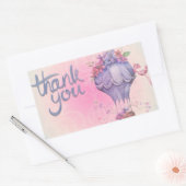 花と気球 ありがとう 長方形シール (封筒)