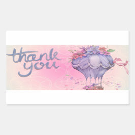 花と気球 ありがとう 長方形シール