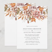 花と水彩のオータムウェディング 招待状 (正面/裏面)