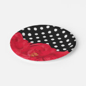 花と水玉模様パーティープレート ペーパープレート (アングル)