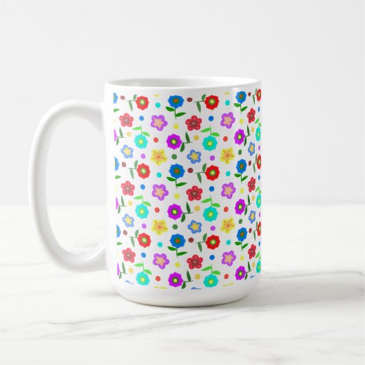 花と水玉模様 コーヒーマグカップ (左)