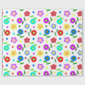 花と水玉模様 ラッピングペーパー (フラット)