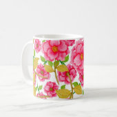 花と水色のシームレスなパターン。ヴィンテージ  コーヒーマグカップ (正面左)