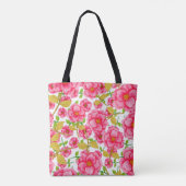 花と水色のシームレスなパターン。ヴィンテージ  トートバッグ (裏面)